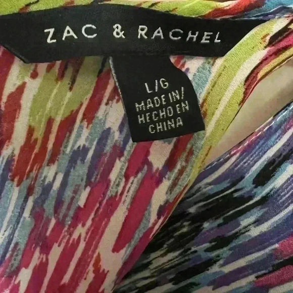 Zac & Rachel stacked multi color halter flowy blouse. Large - Picture 7 of 8